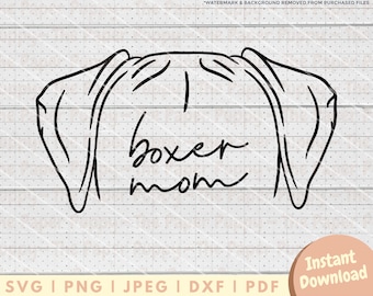 Boxer Ear SVG File - PNG, PDF, Dxf, Cut File for Cutters and More - Floppy Boxer Mom Ears Cut File - Dog Ear Outline Download - Pet Ears