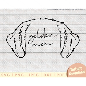 Arquivo SVG de orelha de Golden Retriever - PNG, PDF, Dxf, arquivo de corte para cortadores e muito mais - Arquivo de corte Golden Mom - Download digital de orelha de cachorro