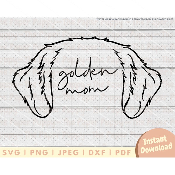 Golden Retriever Ear SVG File - PNG, PDF, Dxf, Cut File for Cutters and More - Golden Mom Cut File - Dog Ear Digital Download