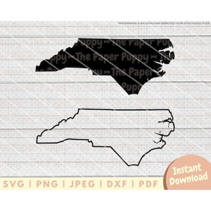 NC State Outline SVG File - PNG, Pdf, Dxf Cut File for Cutters and More - North Carolina Silhouette Instant Digital Download -Clipart Vector