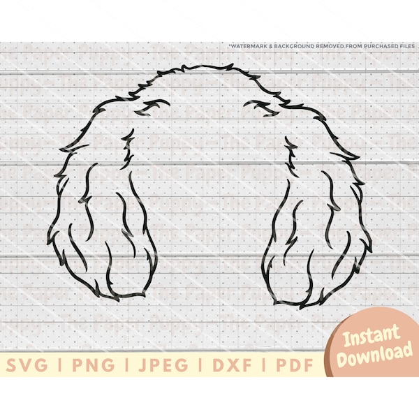 Poodle Ear SVG File - PNG, PDF, Dxf, Cut File for Cutters and More - Poodle Mom Cut File - Poodle Instant Download - Dog Ear Outline