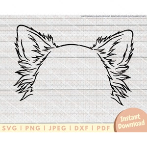 Chihuahua Ear SVG File - PNG, PDF, Dxf, Cut File for Cutters and More - Chihuahua Mom Cut File - Long Haired Chihuahua Dog Ears Outline