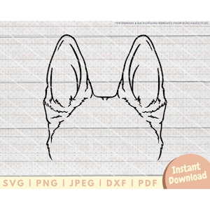 Belgian Malinois Ear SVG File - PNG, PDF, Dxf, Cut File for Cutters and More - Belgian Malinois Cut File Instant Digital Download