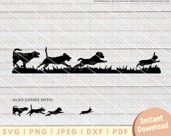 Rabbit Hunting SVG - PNG, PDF, Dxf, Cut File for Cutters and More - Beagle Hunt Instant Digital Download - Hound Chasing Rabbit Clipart