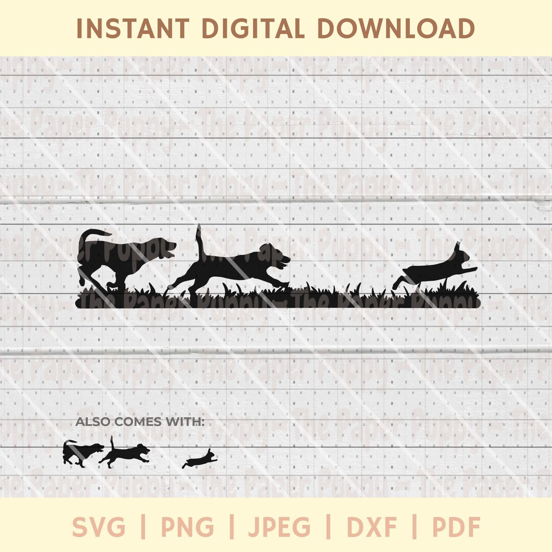 Rabbit Hunting SVG - Beagles Chasing Rabbit Silhouette Cut File ...