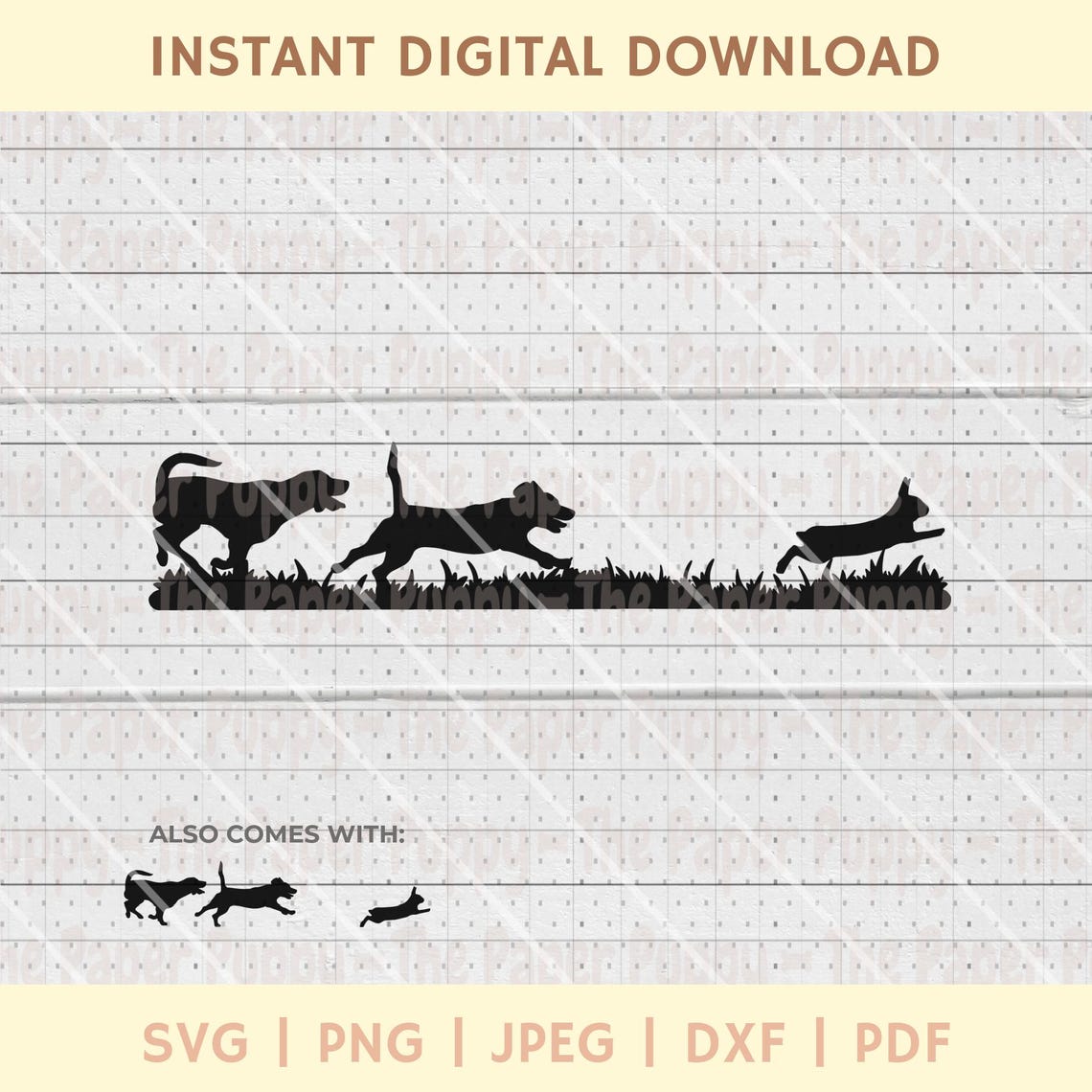 Rabbit Hunting SVG - Beagles Chasing Rabbit Silhouette Cut File ...