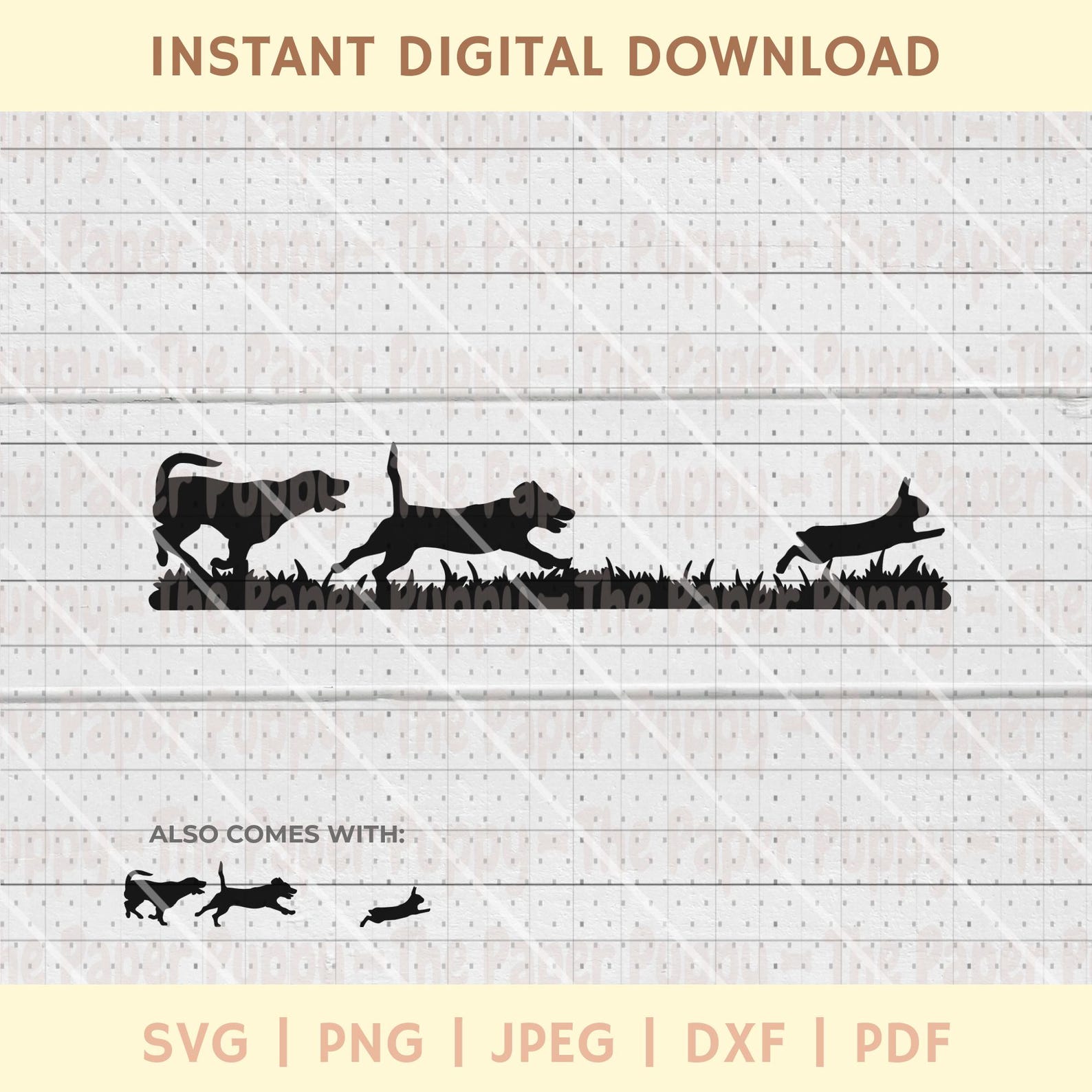 Rabbit Hunting SVG - Beagles Chasing Rabbit Silhouette Cut File ...
