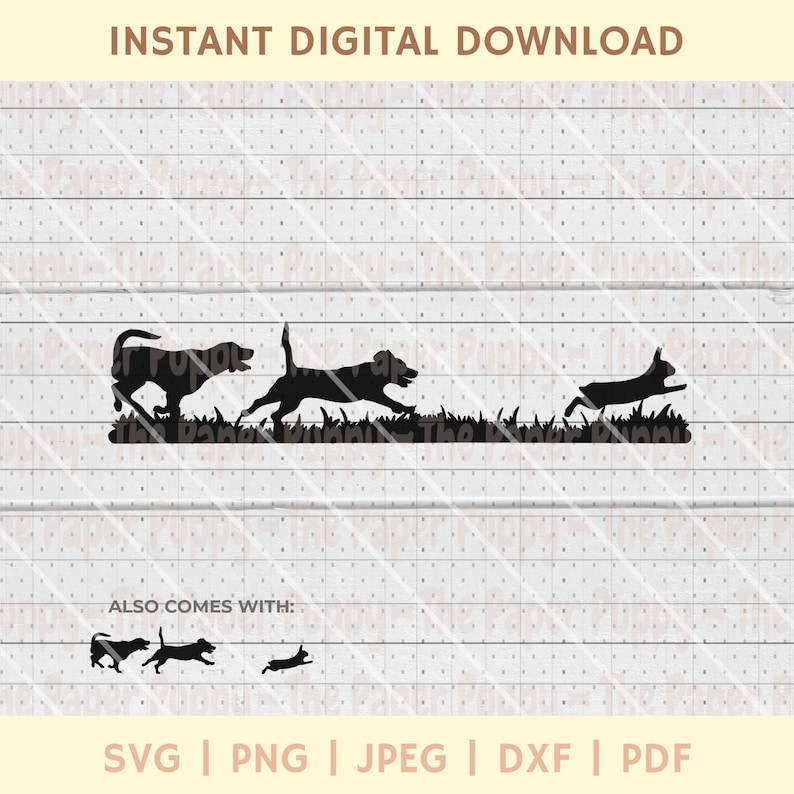 Rabbit Hunting SVG - Beagles Chasing Rabbit Silhouette Cut File ...