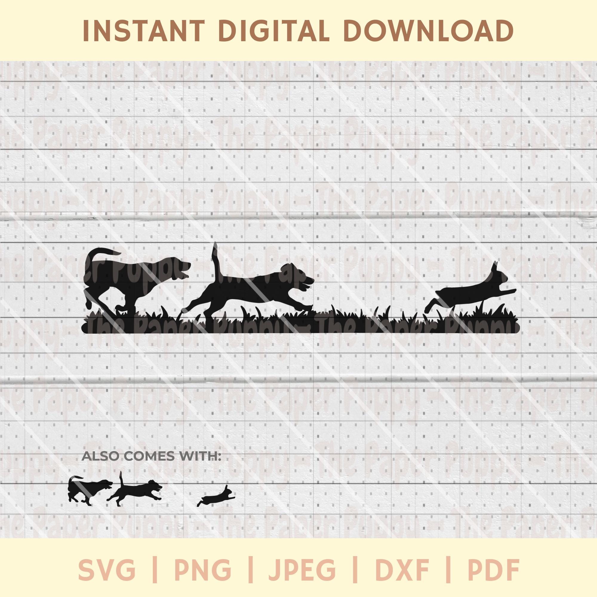Rabbit Hunting SVG - Beagles Chasing Rabbit Silhouette Cut File ...