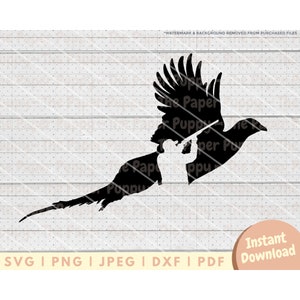 Pheasant Hunting SVG File - PNG, PDF, Dxf, Cut File for Cutters and More - Bird Hunting Silhouette Instant Digital Download - Clipart Vector