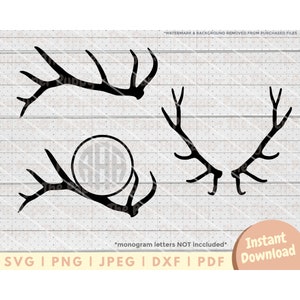 Elk Antler SVG File - PNG, PDF, Dxf, Cut File for Cutters and More - Elk Antler Instant Digital Download - Elk Hunting Clipart Vector