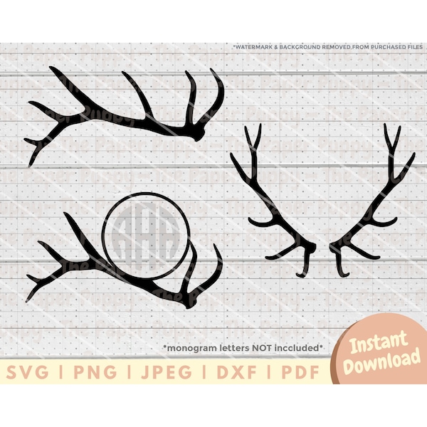 Elk Antler SVG File - PNG, PDF, Dxf, Cut File for Cutters and More - Elk Antler Instant Digital Download - Elk Hunting Clipart Vector