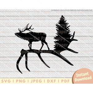 Elk Antler SVG File - PNG, PDF, Dxf, Cut File for Cutters and More - Elk Hunting Digital Download Vector - Elk Clipart