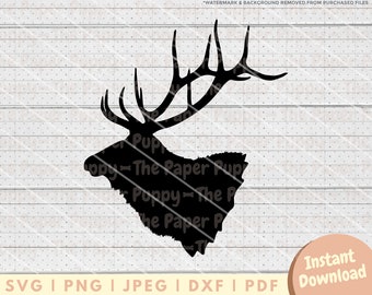 Elk SVG File - PNG, PDF, Dxf, Cut File for Cutters - Elk Hunting Digital Download Perfect for Hunters and Outdoorsmen - Hunting Gift