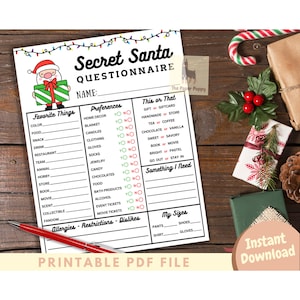 Fragebogen zur Weihnachtsfeier PDF zum Ausdrucken (21 cm x 11 Zoll) -