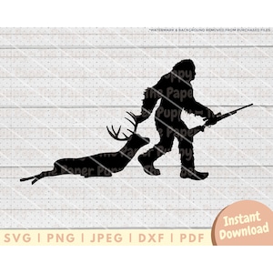 Sasquatch Deer Hunting SVG - PNG, PDF, Dxf, Cut File for Cutters and More - Deer Hunt Instant Digital Download - Bigfoot Clipart Vector