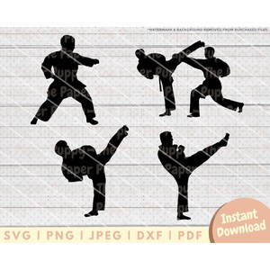 Karate SVG File - PNG, PDF, Dxf, Cut File for Cutters and More - Taekwondo Martial Arts Instant Digital Download - Male Karate Clipart