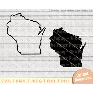 Wisconsin State Outline SVG File - PNG, Pdf, Dxf, Cut File for Cutters and More - Wisconsin Silhouette Digital Download - WI Vector Graphic