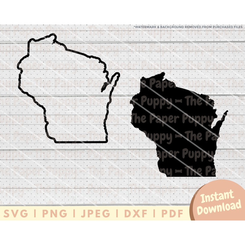 Wisconsin State Outline SVG File - PNG, Pdf, Dxf, Cut File for Cutters ...