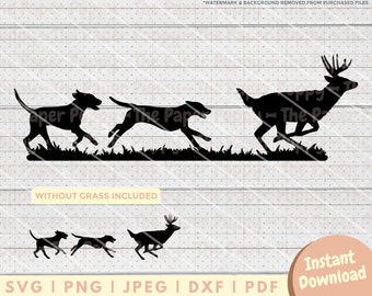 Hounds Running Deer SVG PNG, PDF, Dxf, Cut File for Cutters and More  Deer Drive Hunting Instant Digital Download Buck Clipart Vector