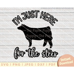 Show Steer SVG File - PNG, PDF, Dxf, Cut File for Cutters and More - Just Here for the Steer Instant Digital Download - Clipart Vector