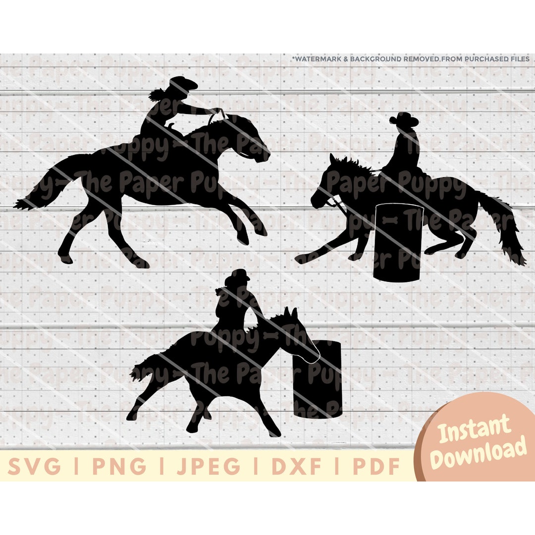 Barrel Racing SVG File - PNG, PDF, Dxf, Cut File for Cutters and More ...