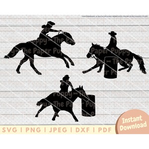 Barrel Racing SVG File - PNG, PDF, Dxf, Cut File for Cutters and More - Rodeo Horse Instant Digital Download - Clipart Vector