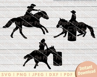 Barrel Racing SVG File - PNG, PDF, Dxf, Cut File for Cutters and More - Rodeo Horse Instant Digital Download - Clipart Vector
