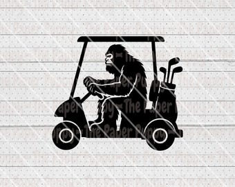 Golf SVG - Bigfoot Golfer PNG - Golfing Bigfoot Pdf Dxf Jpeg Png - Cryptid Golf Cart Silhouette - Cut File Digital Download