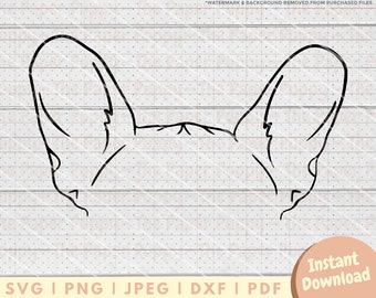 French Bulldog Ear SVG File - PNG, PDF, Dxf, Cut File for Cutters and More - Frenchie Ears Outline Cut File - Dog Mom Instant Download