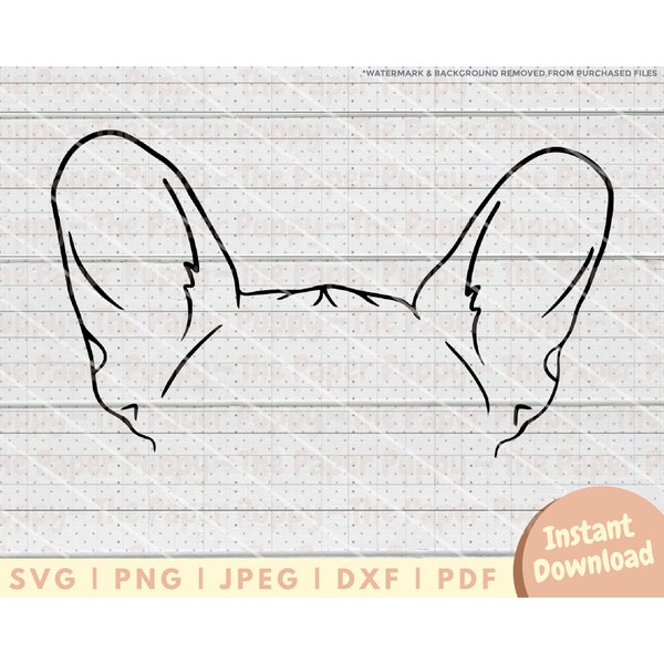 French Bulldog Ear SVG File - PNG, PDF, Dxf, Cut File for Cutters and More - Frenchie Ears Outline Cut File - Dog Mom Instant Download