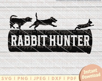 Rabbit Hunting SVG - PNG, PDF, Dxf, Cut File for Cutters and More - Beagle Hunt Instant Digital Download - Hound Chasing Rabbit Clipart
