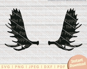 Moose Antler SVG File - PNG, PDF, Dxf, Cut File for Cutters and More - Canadian Moose Antler Digital Download - Moose Hunting Clipart Vector