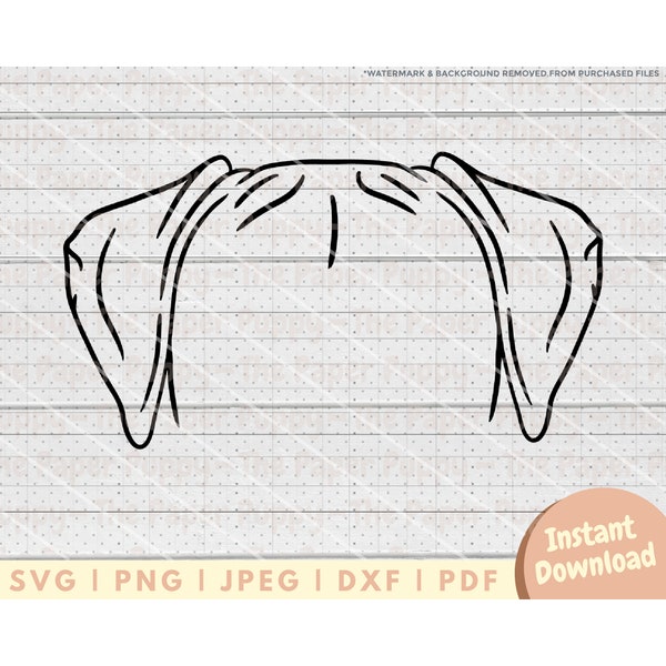 Boxer Ear SVG File - PNG, PDF, Dxf, Cut File for Cutters and More - Floppy Boxer Mom Ears Cut File - Dog Ear Outline Digital Download