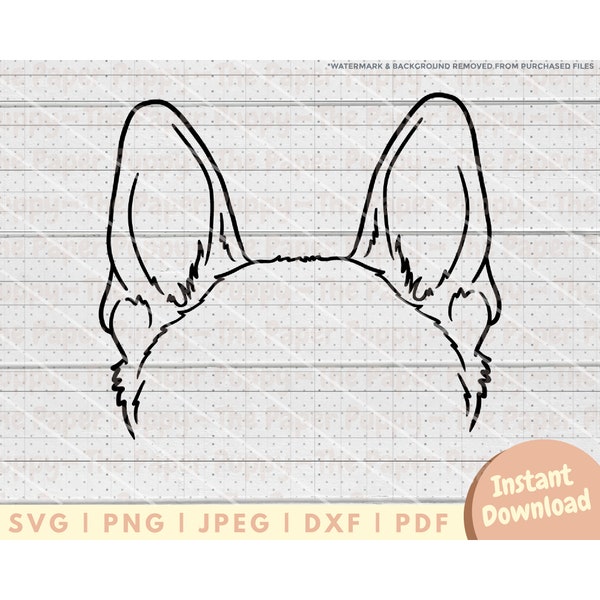 German Shepherd Ear SVG File - PNG, PDF, Dxf, Cut File for Cutters and More - German Shepherd Cut File Digital Download