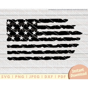 Distressed Flag SVG File - PNG, PDF, Dxf, Cut File for Cutters and More - American Flag Instant Digital Download - Clipart Vector