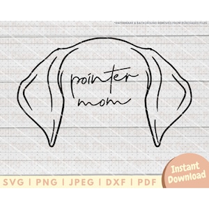 Pointer Ear SVG File - PNG, PDF, Dxf, Cut File for Cutters and More - German Shorthair Pointer Ears Cut File - Dog Ears Outline Download