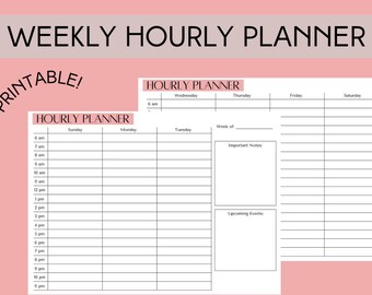 Hourly Planner Printable | Hourly Weekly Planner | Printable Planner | Daily Hourly Planner | Productivity Planner | ADHD Planner