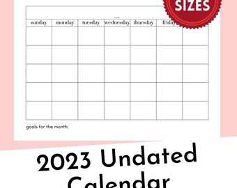 2023 Calendar Printable | Minimalist Calendar | Simple Calendar | Digital Calendar | Simple Digital Calendar | A1 & A4 Calendar Bundle