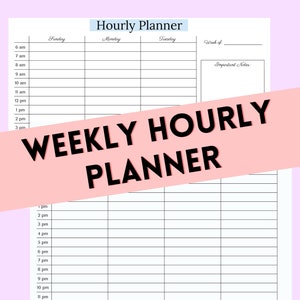 Work from Home Planner | Weekly Hourly Planner | Personal Daily Planner | Weekly Time Schedule | Time Schedule | Productivity Planner