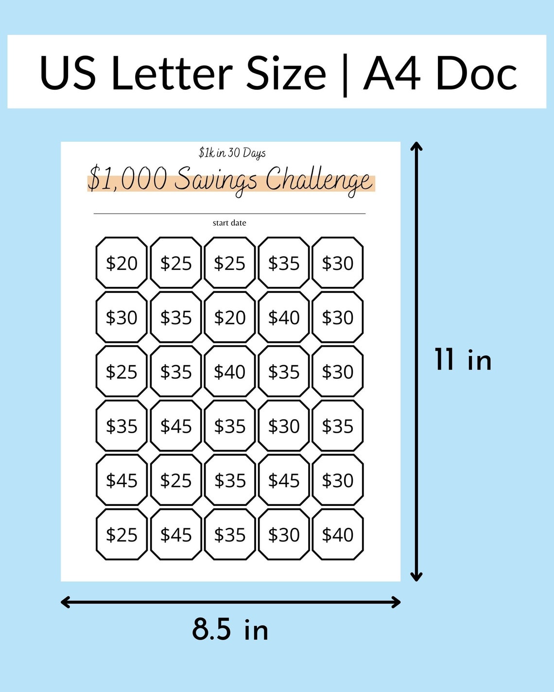 30 Day Savings Challenge (printable PDF) | Save 1,000 in 30 Days ...
