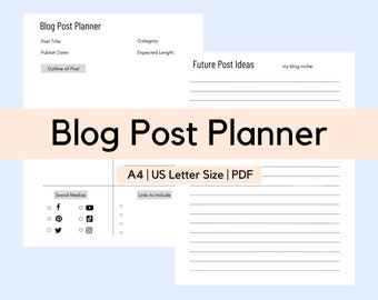 Blog Post Planner | Blogging Planner | Blog Planner | Blogger Template | Digital Blog Planner | Blog Post Checklist