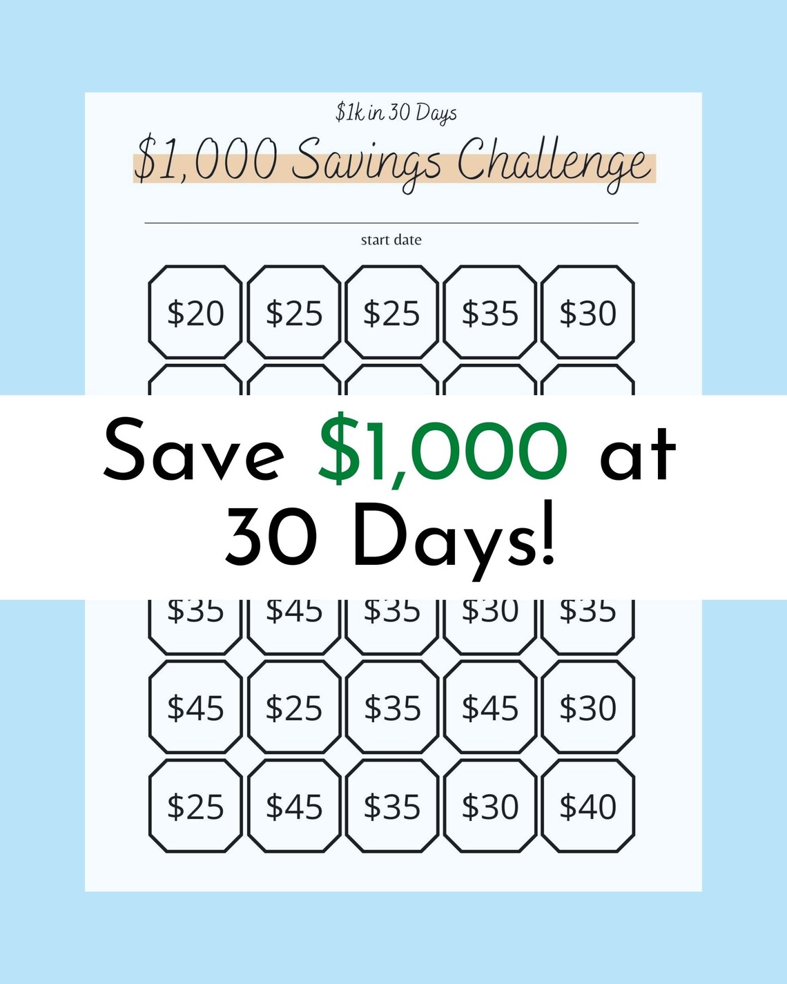 30 Day Savings Challenge (printable PDF) | Save 1,000 in 30 Days ...