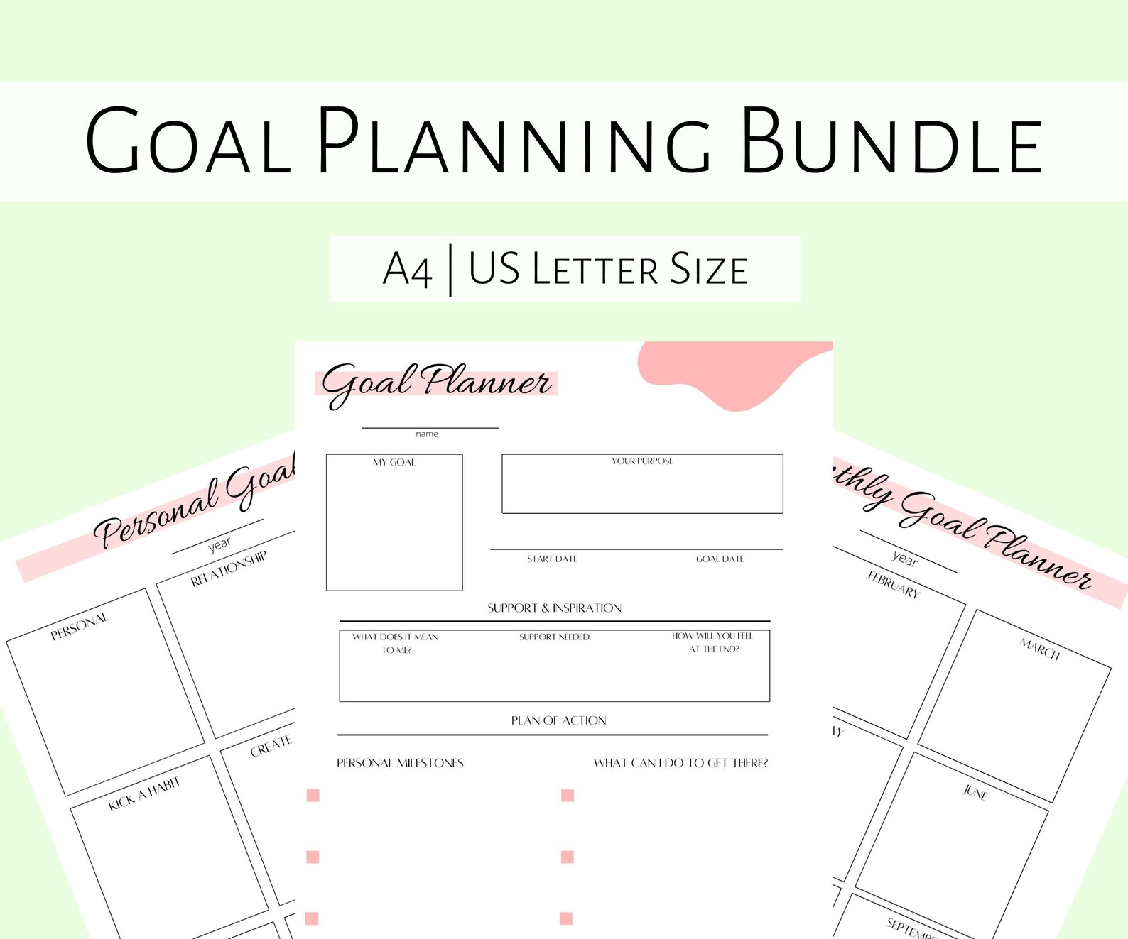 Printable Goal Planner Bundle | Goal Setting Planner | Goal Tracker ...