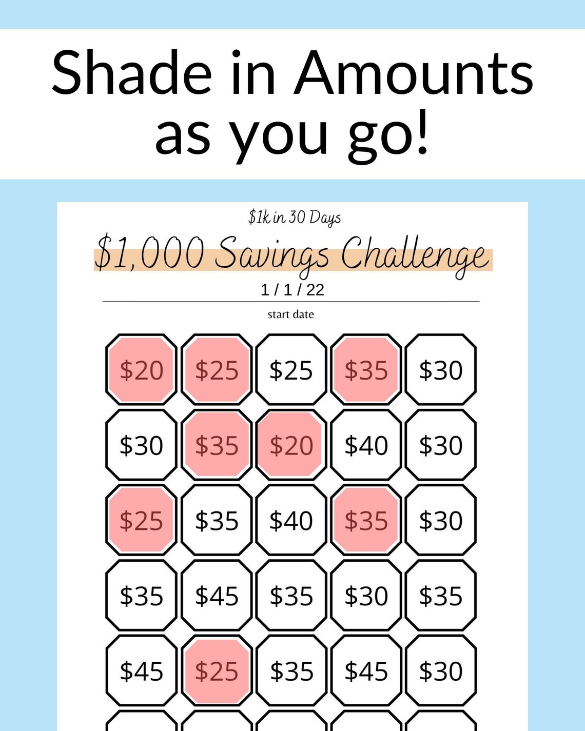30 Day Savings Challenge (printable PDF) | Save 1,000 in 30 Days ...