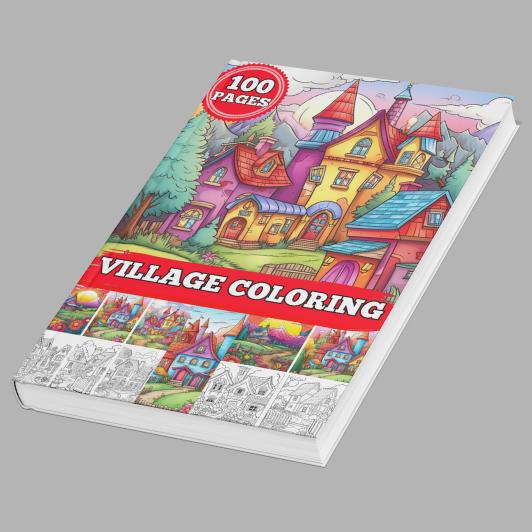 Villages Coloring Pages for Kids & Adults | Printable Village Scenery ...