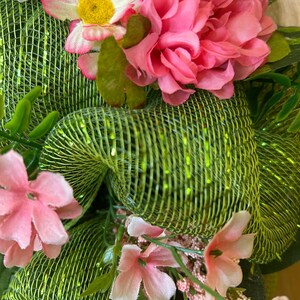 Oreo Bird on Mesh Wreath: Pink Gingham Bow, Pink Peony #140 bild 8