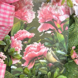 Oreo Bird on Mesh Wreath: Pink Gingham Bow, Pink Peony #140 bild 3