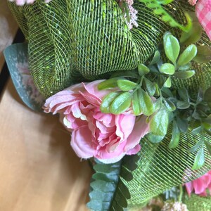 Oreo Bird on Mesh Wreath: Pink Gingham Bow, Pink Peony #140 bild 6