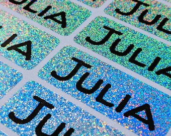 Name Label School Label Waterproof Label Daycare Stickers, Kids Sticker Gift Stickers Personalized Waterproof Custom Unicorn Glitter Rainbow